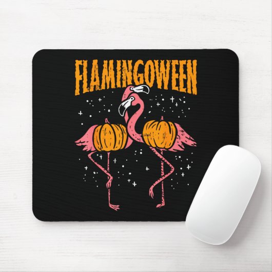 Flamingoween Pumpkin Flamingos Funny Bird Hallowee Muismat (Met muis)