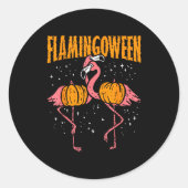 Flamingoween Pumpkin Flamingos Funny Bird Hallowee Ronde Sticker (Voorkant)