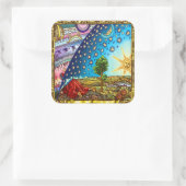 Flammarion Woodcut Flat Earth Design 2017 Vierkante Sticker (Tas)