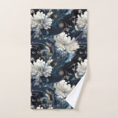 Flamme bleu marine riche motif floral (Serviette à main)