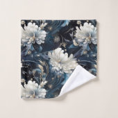 Flamme bleu marine riche motif floral (Gant de toilette)