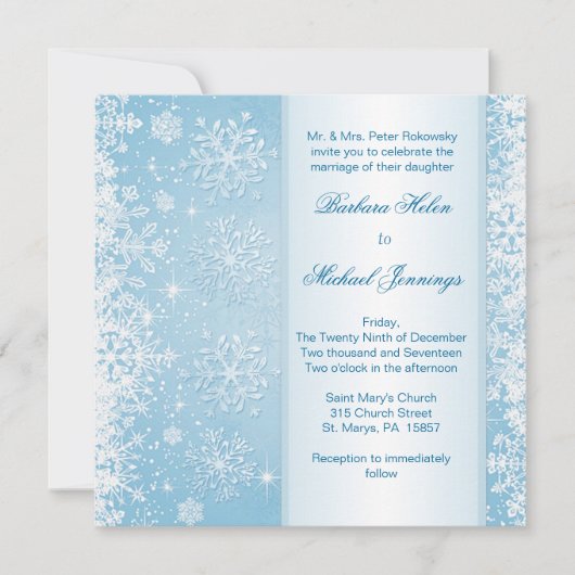 Flamme de neige blanche sur Faire-part de mariage  (Devant)