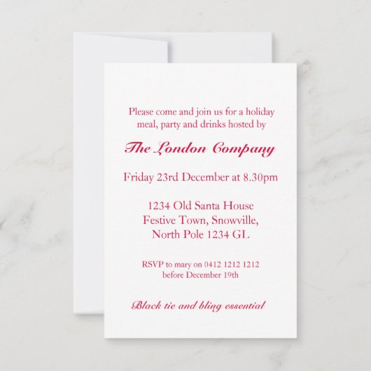 Flamme de neige de Noël invitation (Dos)