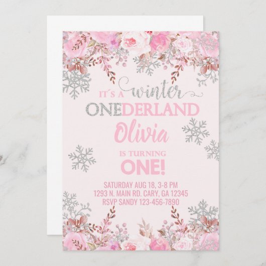 Flamme de neige fille d'hiver 1er invitation de pr (Devant / Derrière)