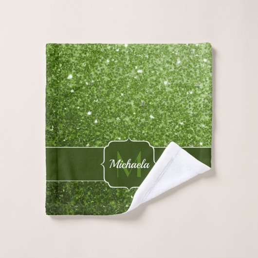 Flamme de parties scintillant vert clair pétille M (Gant de toilette)