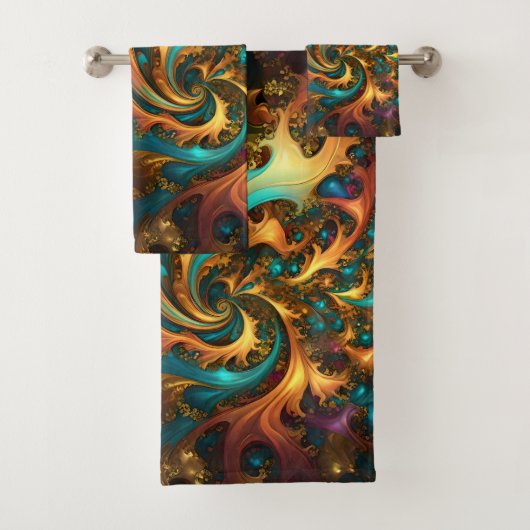 Flammes Abstraites or Turquoise orange, (En situation)