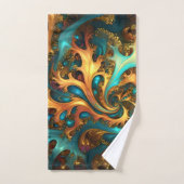 Flammes Abstraites or Turquoise orange, (Serviette à main)