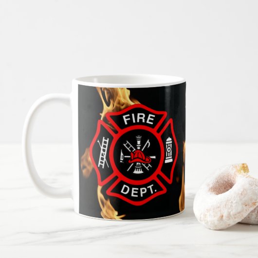 Flammes de corps de sapeurs-pompiers de la tasse | (Avec donut)