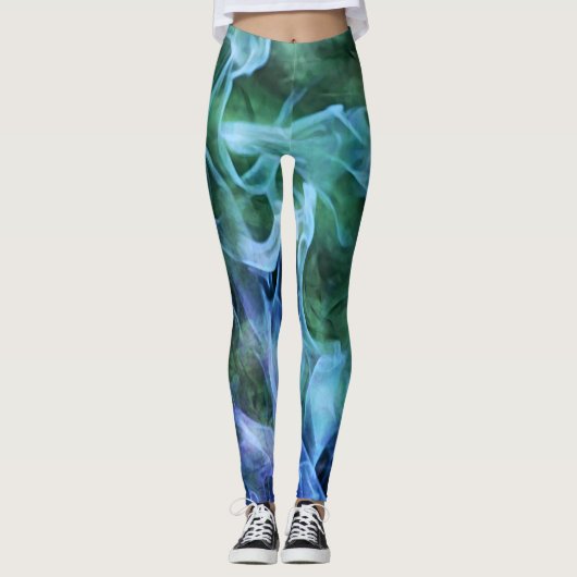 Flammes de feu bleu Leggings d'art Abstrait (Devant)
