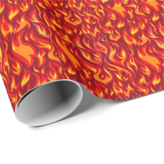 Flammes de feu chaud design papier cadeau (Coin rond)