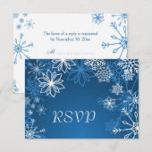 Flammes de neige bleu blanc mariage d'hiver RSVP (Devant / Derrière)