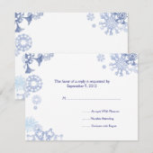 Flammes de neige bleues et blanches Mariage RSVP 2 (Devant / Derrière)