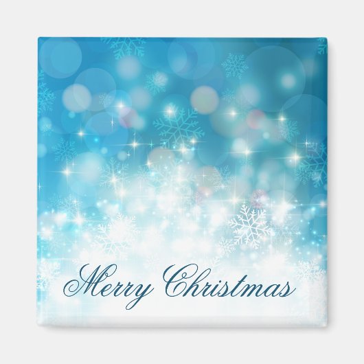 Flammes de neige bleues Noël | Magnet (Devant)