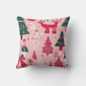 Flammes de neige de cerf de Noël rose oreiller à l (Verso)