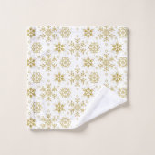 Flammes de neige de Noël d'or motif sur blanc. (Gant de toilette)