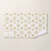 Flammes de neige de Noël d'or motif sur blanc. (Serviette à main)