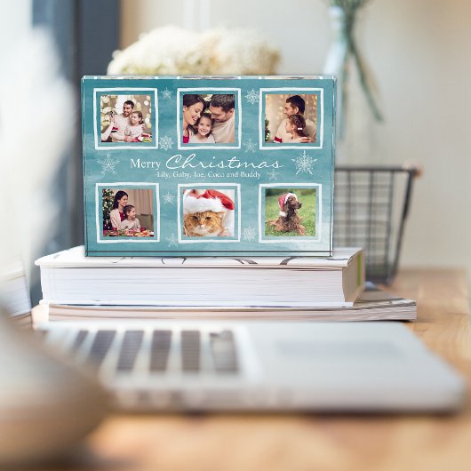 Flammes de neige de Noël en famille Bloc photo