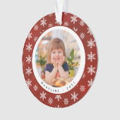 Flammes de neige d'hiver Nom photo Ornement de Noë (devant)