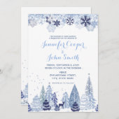 Flammes de neige en bois Invitation de mariage hiv (Devant / Derrière)