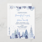 Flammes de neige en bois Invitation de mariage hiv (Devant / Derrière)