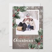 Flammes de neige en bois rustique carte photo de v (Devant)