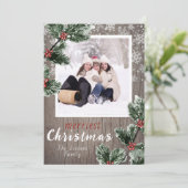 Flammes de neige en bois rustique carte photo de v (Debout devant)