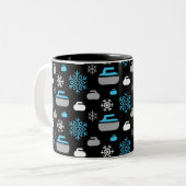 Flammes de neige et roquettes de curling Café Mug (Devant gauche)