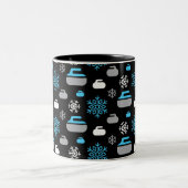 Flammes de neige et roquettes de curling Café Mug (Centre)