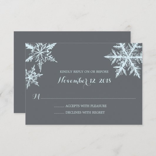 Flammes de neige gelées d'hiver | Mariage RSVP (Devant / Derrière)