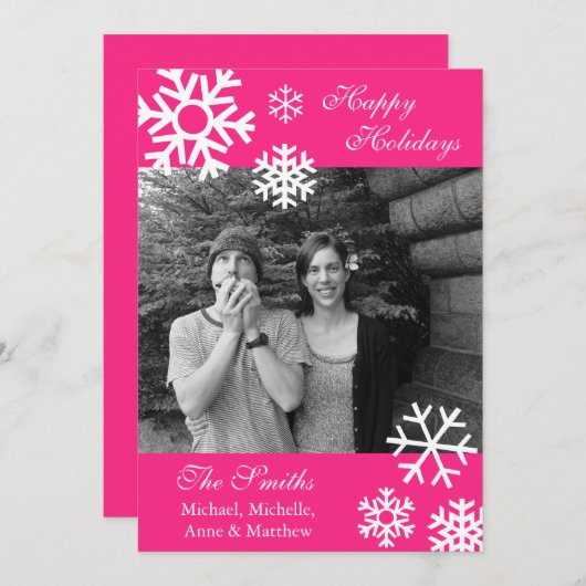Flammes de neige multiples Carte photo de Noël Ros (Devant / Derrière)