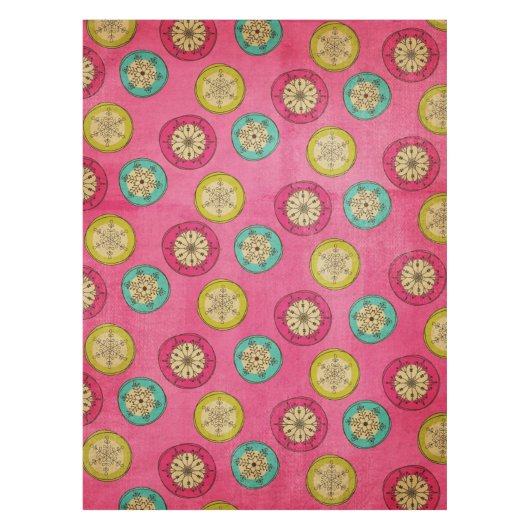 Flammes de neige rétro Orb sur nappes roses (Devant)