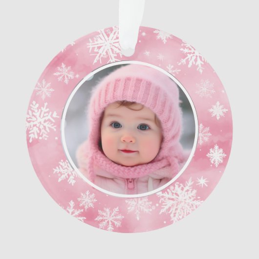 Flammes de neige roses Baby Girl First Christmas P (devant)