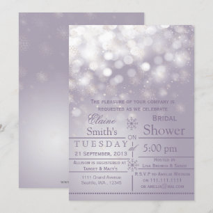 Flammes de neige violette Invitation de douche nup