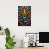 Flammes Visionnaires : Poster des yeux spirituels (Bureau à domicile)