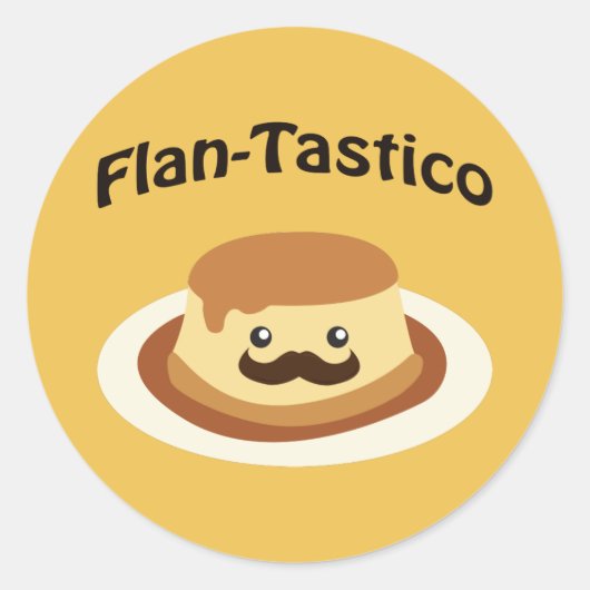 Flan-Tastico! Cute Flan Ronde Sticker (Voorkant)
