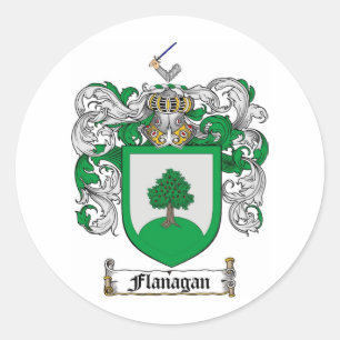 FLANAGAN FAMILY CREST - FLANAGAN COAT WAPENS RONDE STICKER