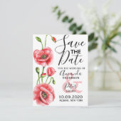 Flanders Poppy Elegant Waterverf Wedding Save The Date (Staand voorkant)
