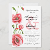 Flanders Poppy Waterverf Typography Wedding Kaart (Voorkant)