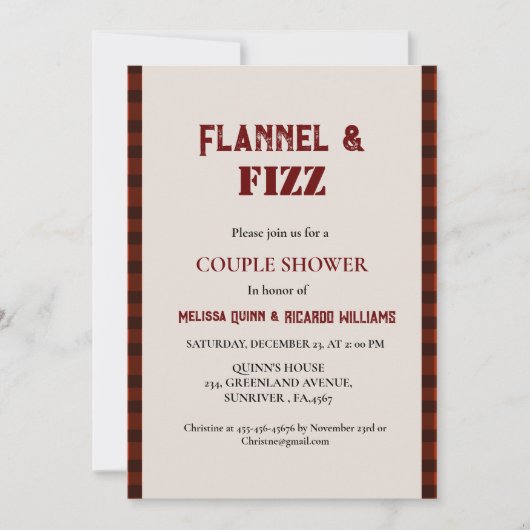 Flanel & bruisend winter rood & zwartKoppel bruilo Kaart (Voorkant)