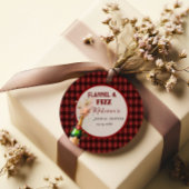 Flanel & bruisende winter rood & zwarte bruidsdouc bedankjes labels