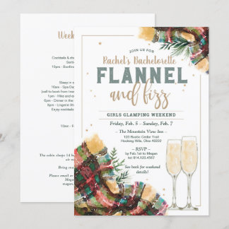 Flanel en Fizz Bachelorette Glamping Uitnodiging