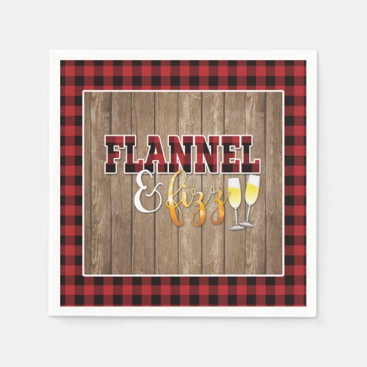 Flanel en Fizz Papier Servet - Rood - Hout (Voorkant)