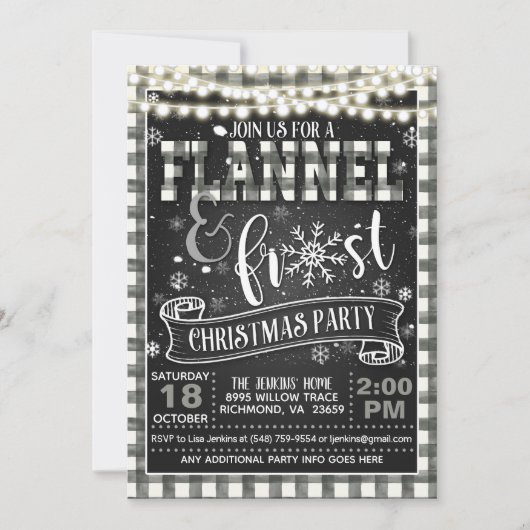 Flanel en Frost Kerstfeest Uitnodiging Wat (Voorkant)