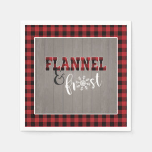 Flanel en Frost Papier Servet - Rood - Grijs Hout