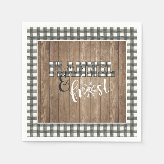 Flanel en Frost papieren servet - Wit - Hout (Voorkant)