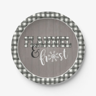 Flanel en Vorst Papieren Bord - Wit - Grijs Hout