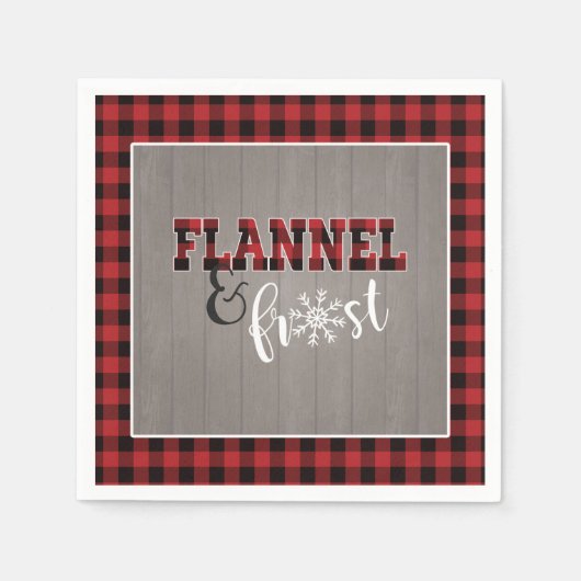 Flanel en Vorst Papieren Servet - Rood - Grijs Hou (Voorkant)