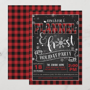 Flanel et Frost Fête Invitation Rouge