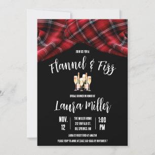 Flanel & Fizz, Plaid, Champagne Vrijgezellenfeest Kaart