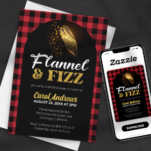 Flanel & Fizz Rood en Zwart Geruit Bruidsdiner Kaart